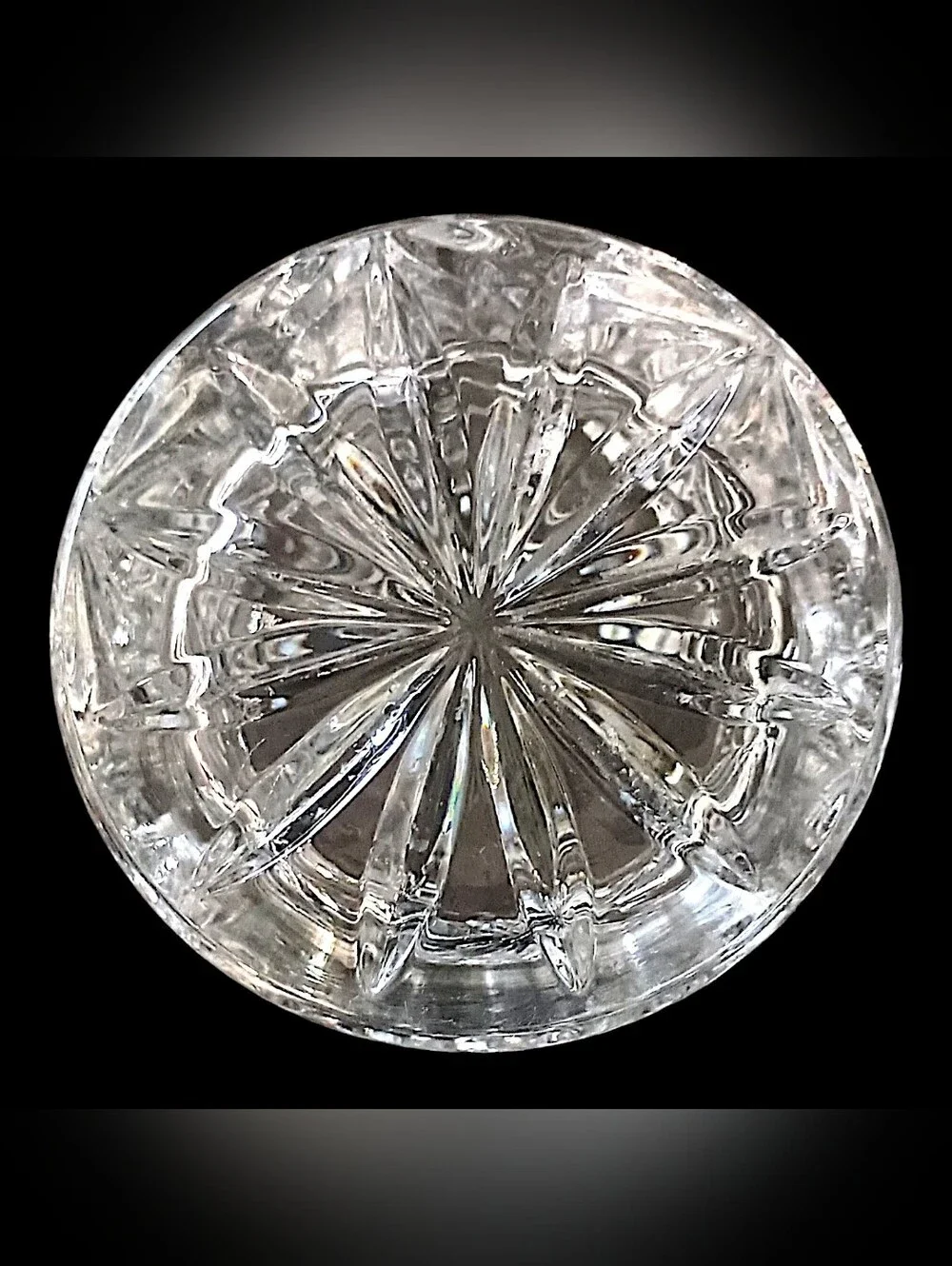 Vintage Crystal Biscuit Jar Candy 6” Lidded Vanity Canister Starburst Glass